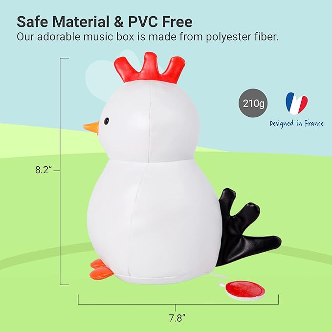 Little Big Friends Musical Baby Toy – Soft Plush Pull-String Cord Classical Toy for Baby & Toddlers | Soothing Stuffed Cuddly Animal Gift | Paulette The Hen