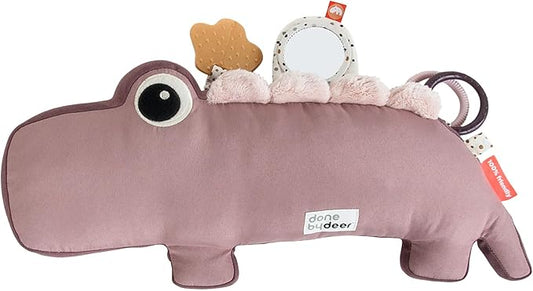 Done by Deer Tummy Time Pillow 3-6 Months - Activity and Tummy Time Toy for Baby 3 Months+ - Soft Floor Pillow with Baby Teething Toys, Small Mirror, Tags, and Crinkle Sounds for Sensory Exploration