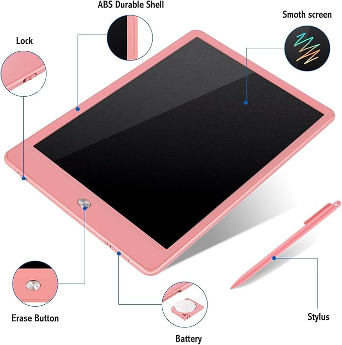 EooCoo LCD Writing Tablet for Kids, 10 Inch Colorful Doodle Board Drawing Pad 2 Pack, Learning Toys for Toddlers, No Mess Coloring Books for Travel, Stocking Stuffers for Toddler