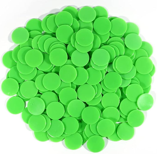 Coopay 1-1/5 inch Plastic Learning Counters Disks Bingo Chip Counting Discs Markers for Math Practice and Poker Chips Game Tokens, 200 Pieces(Green)