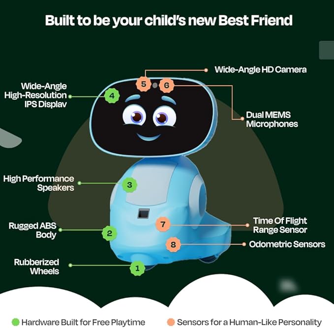 Miko 3 AI Robot for Kids – Smart Educational & STEAM Learning Robot with Interactive Apps, Games, Stories & Activities for Girls & Boys Ages 5–10 | Blue