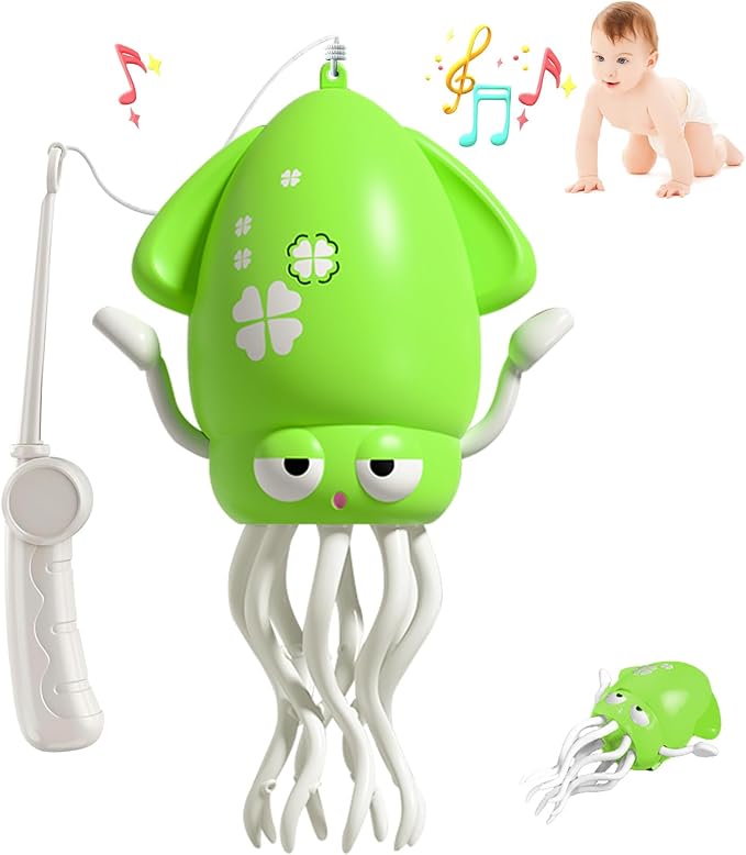 Baby Dancing Squid Toy, Electric Crawling Octopus Tummy Time Toy, Rechargeable Magic Dancing Music Squid Baby Toys for 3 4 5 Year Old Kids Boy Girl Birthday Gifts Christmas Stocking Stuffers