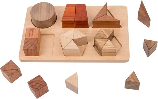 Montessori Wooden Fraction Puzzle Toy, Educational Math Manipulatives for 3+ Years Old, Geometric Shape Matching Game―Various Quality Wood Material Blocks, Classroom Learning Materials
