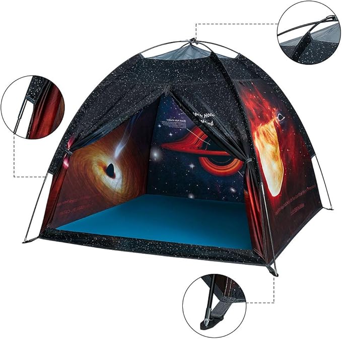 Play Tent for Boys and Girls- Space Shuttle Atlantis with Hubble Dome Tent for Kids Gift- ToddlerPop Up Tent Playhouse for Indoor Imaginative and Physical Play- 47" x 47" x 43" (Black)