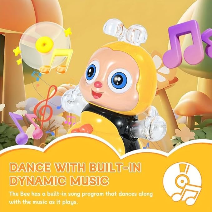 2026 New Electric Dancing Bee Toy for Kids, Interactive Light & Music Learning Sensory Toy, Fun Educational for Children Babies (Rabbit)