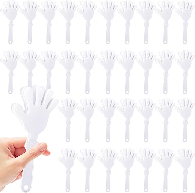 36 Pcs Hand Clappers Noisemakers 7.5 Inch Clappers Noisemakers Plastic Hand Clappers for Birthdays Game Football Sporting Events Cheers Supplies Dance Basketball Football Noisemakers（White）