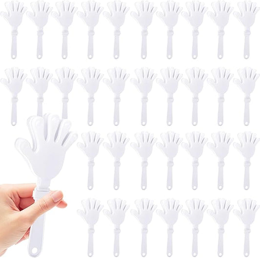 36 Pcs Hand Clappers Noisemakers 7.5 Inch Clappers Noisemakers Plastic Hand Clappers for Birthdays Game Football Sporting Events Cheers Supplies Dance Basketball Football Noisemakers（White）