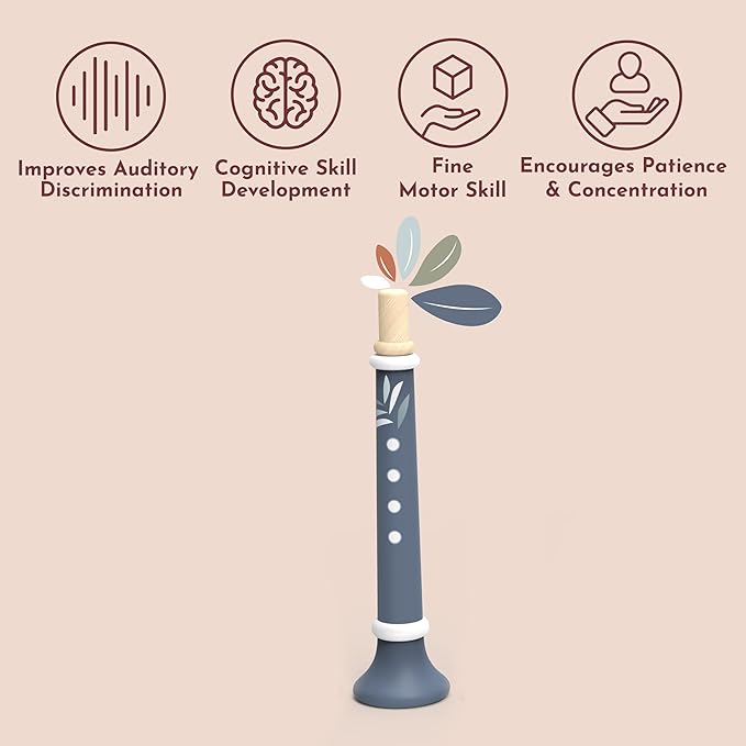 SPEEDY MONKEY Kids Wooden Trumpet for Kids | FSC Certified Piccolo Flute Musical Toy for Toddlers, Bugle Speaker Trumpet for Girls, Boys | Pretend Play Percussion Instruments (Color May Vary)