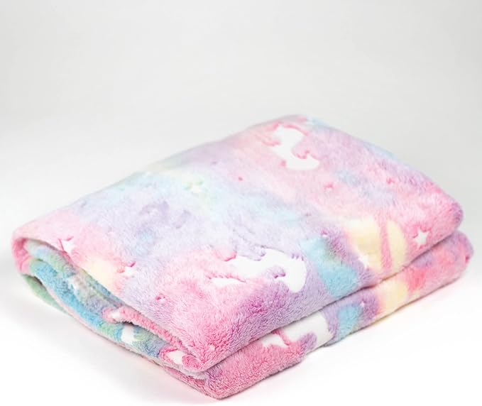 ModernMade Glow in The Dark Unicorn Blanket | Gifts for 1 2 3 4 5 6 7 8 9 10 Year Old Girls | Cozy and Soft Kids Blankets for Easter, Christmas, Birthday Gifts | 50" x 60" | Unicorn Pink