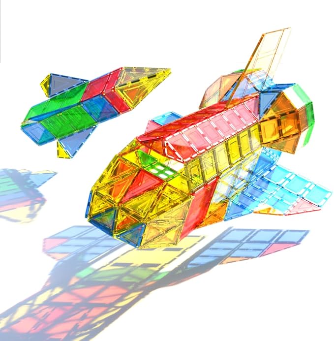 Learn & Grow 110PCs Magnetic Tile Building Set - Kids Magnetic Tiles, Magnet Tile Sets for Boys & Girls, STEM Science & Math Learning Toys - Classroom Construction Toys for Toddlers & Kids Age 3+