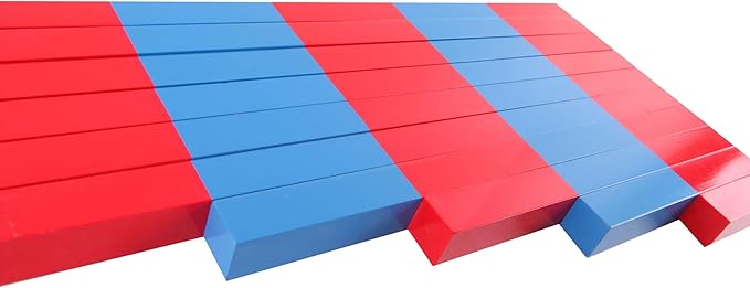 Montessori Numerical Rods for 4+ Year Olds - Blue and Red Wooden Math Game Without Digital Cards - Preschool Learning and Sensory Toys for Toddlers