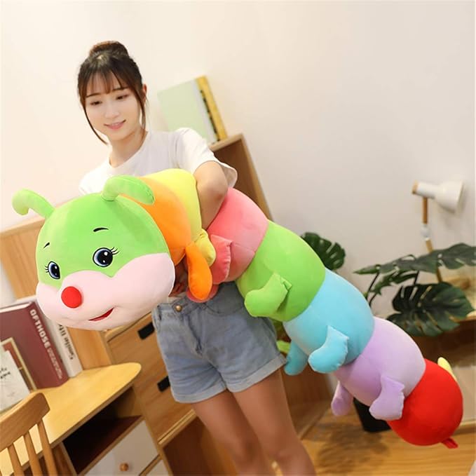 Multicolor Caterpillar Stuffed Animal Big Hugging Pillow Cute Plush Soft Pillow Doll,Giant Plush Toy,Gifts for Girl Boy Babies Birthday (51.8inch/130cm)