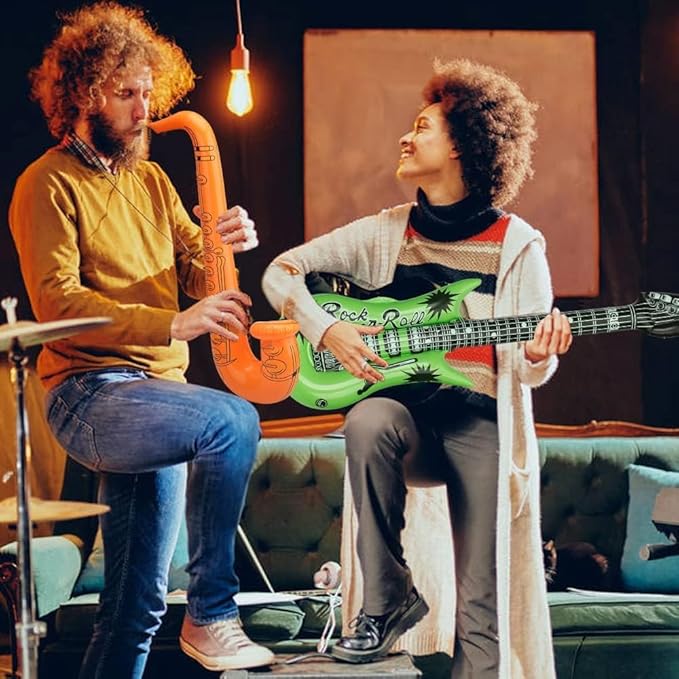 Inflatable Musical Balloons Photo Booth Props Guitar Christmas Halloween Decoration Saxophone Microphone Balloon Instrument Toys, Party Supplies Favors Decorations