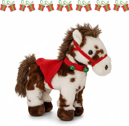 2025 Animated Plush Horse – Walking Toy, Electric Stuffed Animal Plush Interactive Horse Toy Figures, Soft Interactive Pony with Joyful Neighing Sounds Dancing (Spotted)