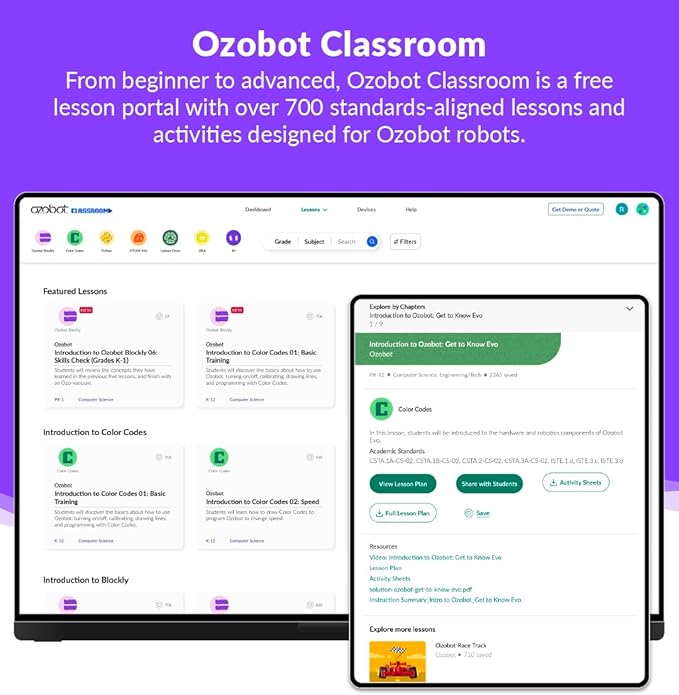 Ozobot Evo Classroom Kit (12 Bots): Interactive Coding Robot, Kids Ages 5+, Includes 12 Evo Robots, Color Code Markers, Charging Cradle, Bot Stickers, Access to 700+ STEAM Lessons, Educators & Parents