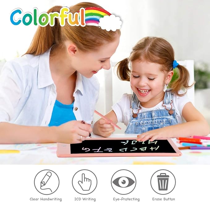 ORSEN LCD Writing Tablet 10 Inch, Colorful Doodle Board Drawing Pad for Kids, Toddler Toys for 3 4 5 6 7 8 Year Old Girls Boys Gifts (Pink)