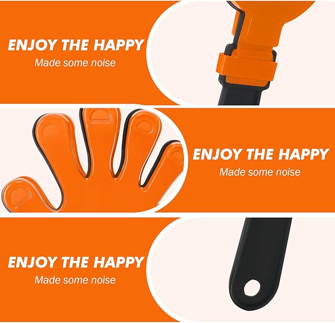 12Pcs Hand Clappers Noisemakers 7.5 Inch Clappers Noisemakers Plastic Hand Clappers for Birthdays Game Football Sporting Events Cheers Supplies Dance Basketball Football Noisemakers(Orange and Black)