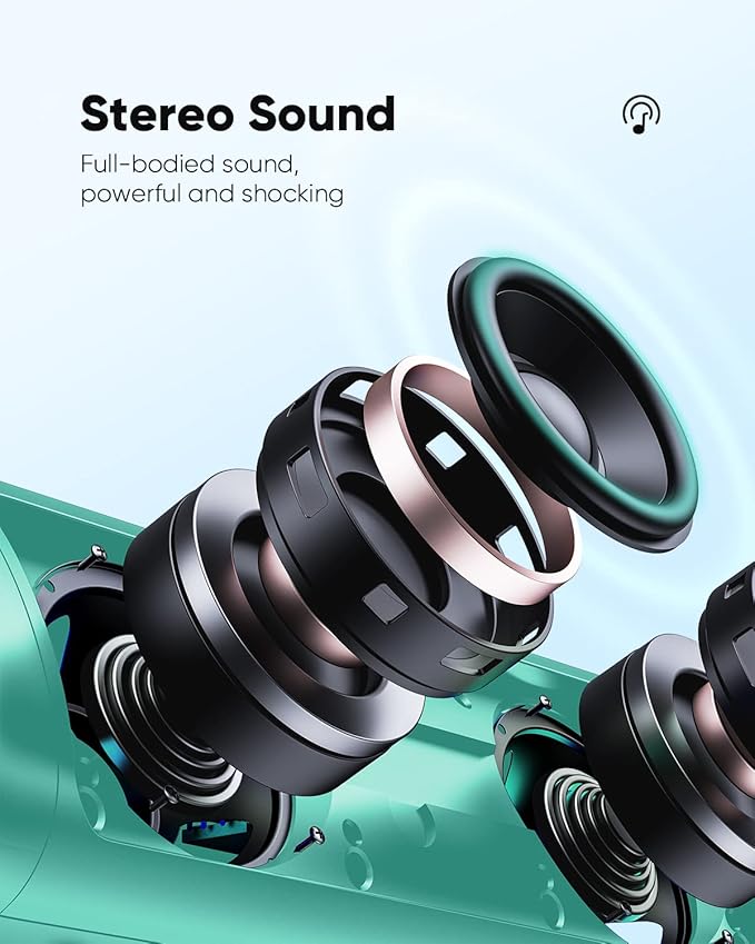 Bluetooth Speaker Gifts for Men: Portable Wireless, IPX5 Waterproof, White Elephant Gifts for Adults, Stocking Stuffers for Teens Boy Girl, Up to 20H Playtime, TWS Pair, for Home/Party/Outdoor (Teal)