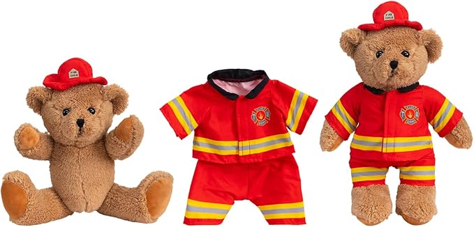 HollyHOME Firefighter Stuffed Animal Teddy Bear Soft Plush Toy with Firefighter Uniform Fire Fighter Doll Gifts for Kids and Firefighters Holiday Birthday Valentine 16 inches