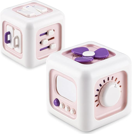 Busy Cube Toy for 1 Year Old Girl Gifts, Montessori for Baby Girl, Travel Sensory Toys for Toddlers 1-3, Learning Fine Motor Skills| 1st Birthday Girl Gifts 12 Months Stocking Stuffers