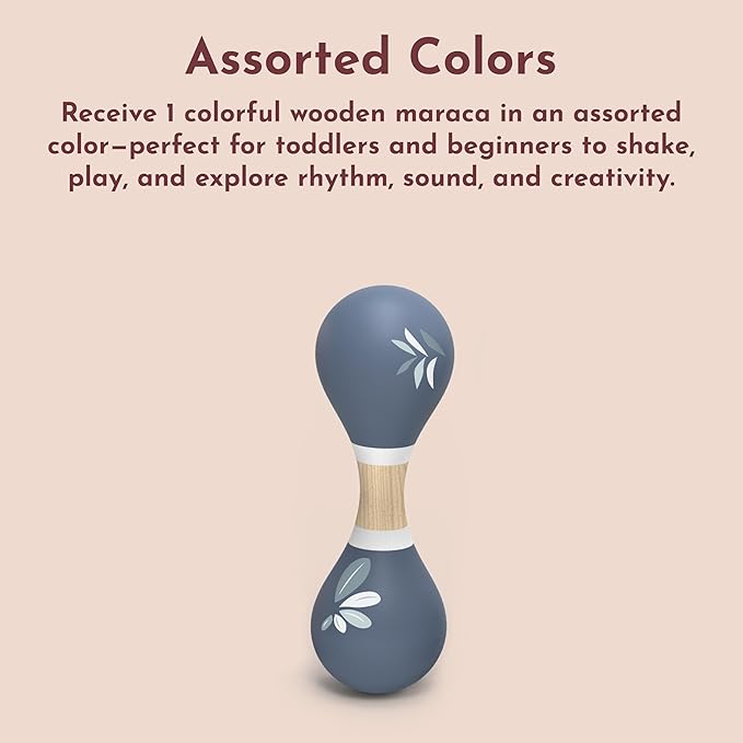 SPEEDY MONKEY Wooden Maracas for Kids | Colorful Maraca Musical Toy | FSC Certified Hand Percussion | Fiesta & Mexican Party Instrument for Toddlers, Pretend Play Rumba Shaker (Color May Vary)