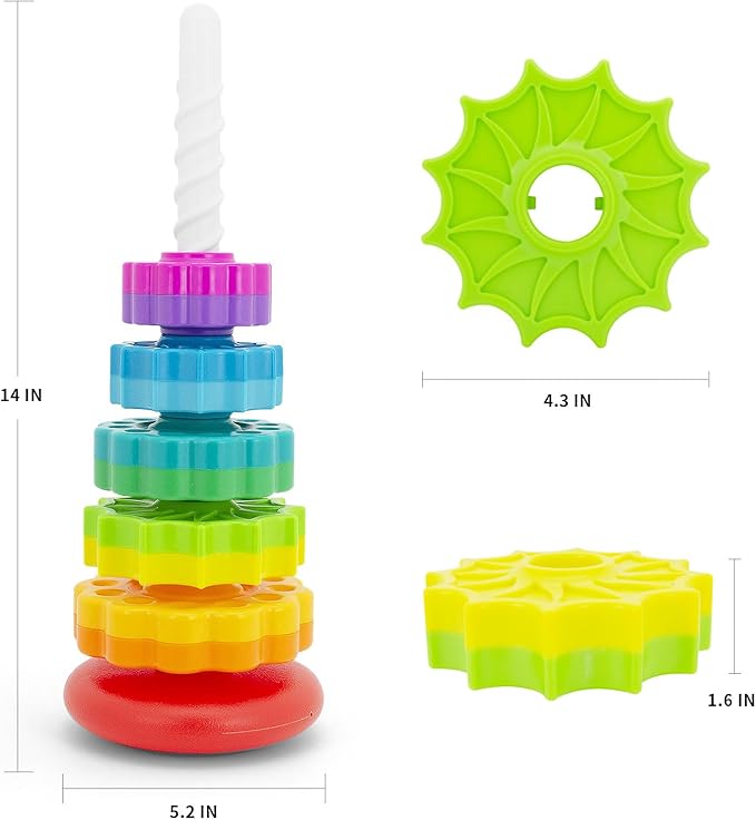 Baby Spin Stack Toy, Premium Stacking Toys for Kids, Spinning Stacking Toy for Babies and Toddlers, Educational Toddler Learning Toy,Autism Spin Stack Toys,Rainbow Spinning Wheel Toys