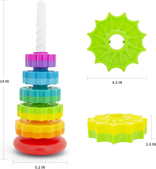 Baby Spin Stack Toy, Premium Stacking Toys for Kids, Spinning Stacking Toy for Babies and Toddlers, Educational Toddler Learning Toy,Autism Spin Stack Toys,Rainbow Spinning Wheel Toys