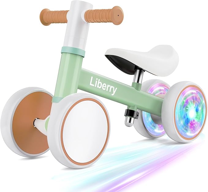 Liberry Baby Balance Bike with Light Up Wheels Age 1 2 3 Years Old, No Pedal 4 Silence Wheel Toddler Bike, First Baby Riding Toy Birthday Christmas Gift for Boys Girls (Green)