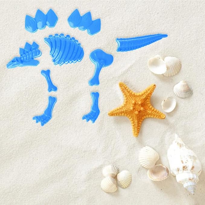 Liberty Imports 3 Pack Large Dinosaur Fossil Sand Molds Beach Toy Set with Rake and Shovel for Kids Summer Outdoors (25 Pcs Playset)