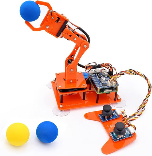 Adeept 5-DOF Robotic Arm Kit Compatible with Raspberry Pi 4 B 3 B+ B A+, Programmable DIY Coding STEM Educational 5 Axis Robot Arm with Python Code and Tutorials(PDF) - Orange