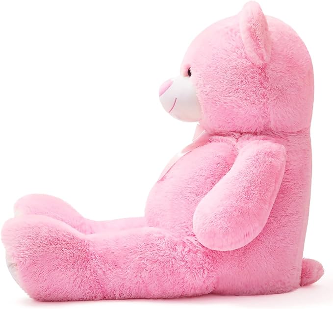 Big Teddy Bear 43.3 inch Giant Stuffed Animal Bears with Love Heart Cute Soft Large Plush Toy for Kids Girlfriend Valentine's Baby Shower, Pink