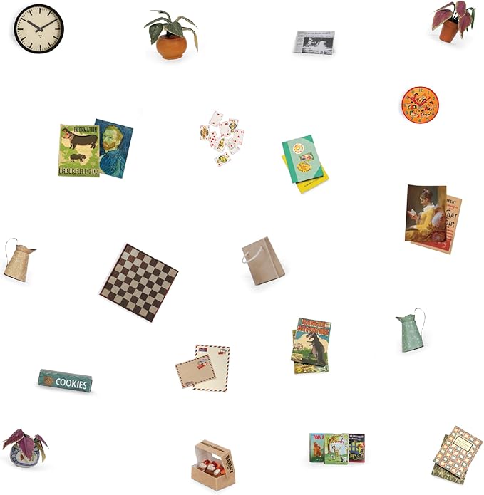 Living Room Dollhouse Craft Kit – Easy to Build & Paint Living Room with Fireplace | Cardboard Room + 7 Wooden Pieces + Decoration Sheets | 1:12 Scale | Sam & Julia's Mouse Mansion