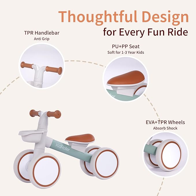 Kid's Balance Bikes for 1 Year Old Boys and Girls, 12-36 Months Toddler Ride-on with Adjustable Seat and a Front Basket, First Birthday Gifts (Pink)