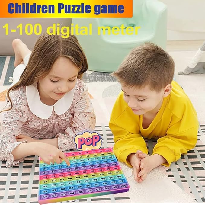 Number Game P0PP Math Toy, Exercise Children's Logical Thinking, Relieve Stress, Fidget Game for Teachers to Create a Variety of Math Operations [1-100 Number Table]