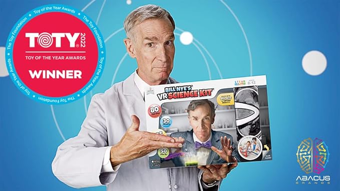 Abacus Brands Bill Nye's VR Science Kit - Virtual Reality Kids Science Kit, Book and Interactive STEM Learning Activity Set (Full Version - Includes Goggles) - for Ages 8 and Up