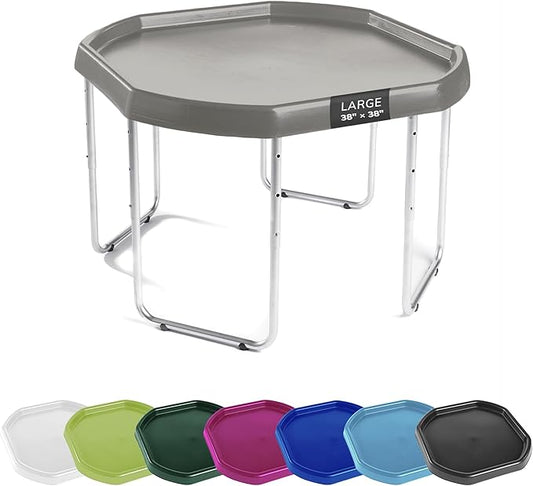 MEKA Large Tuff Tray Set (Grey), Sensory Tray Plus Stand, Sand and Water Table for Toddlers, Outdoor Water Table and Sensory Table, Kids Water Table, Sand Tray, Play Tray, Tuff Tray for Sensory Play