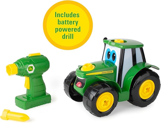 John Deere Tractor Toy and Toy Drill - Toddler STEM Take Apart Toys with 16 Individual Pieces and Kids Tools - Kids Building Toys Ages 3 Years and Up