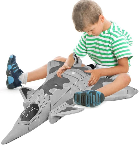 ELAINREN Simulation Airplane Model Plush Pillow with Blanket Large Stuffed Space Shuttle Toy Plushie Thunderbirds Plane Doll Cushion(75x55cm)