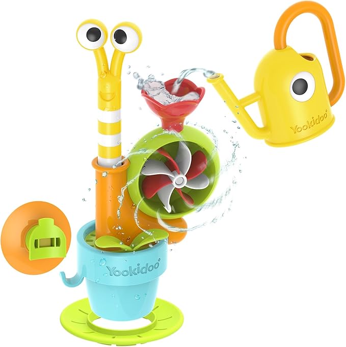 Yookidoo Toddler Baby Bath Toy (Ages 1-3) Pop-up Snail Sprinkler - Garden Adventure Set with Watering Can (Mold Free) Attach to Any Tub or Shower Fun for Bath time - Great for Boys,Girls,& Kids