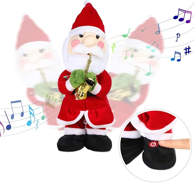 Twisting Singing Christmas Tree Santa Claus Reindeer Electric Musical Dancing Repeat What You Say Interactive Animated Plush Doll Figures with Songs Lights Funny Talking Glowing Doll Xmas Gift Decor