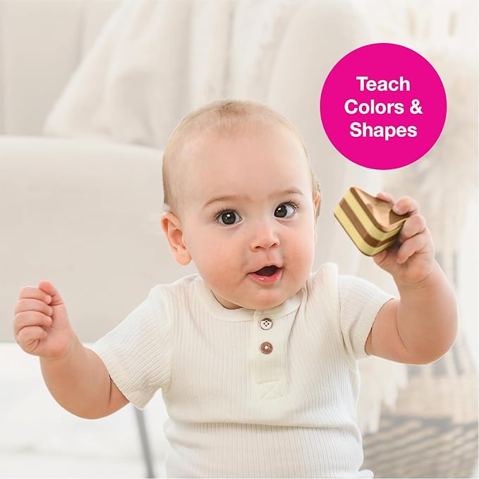 Edushape My First Shakers Boho Chic Basic Shapes - Baby Maracas with Soothing Sound - Musical Egg Shakers for Babies - Grasping and Teething Rattle Toys - Enhances Tummy Time, Sensory Development