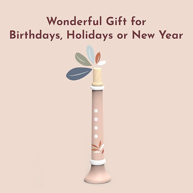 SPEEDY MONKEY Kids Wooden Trumpet for Kids | FSC Certified Piccolo Flute Musical Toy for Toddlers, Bugle Speaker Trumpet for Girls, Boys | Pretend Play Percussion Instruments (Color May Vary)