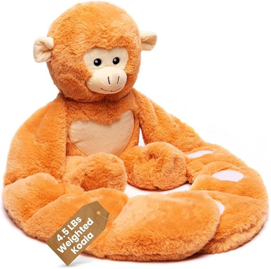Plushland Original 5lbs Weighted Stuffed Animals Plush Toys with Long Arms, Giant Plushies Pillow Hugging Toy Gifts with Bean Bag for Kids and Adults (Monkey)