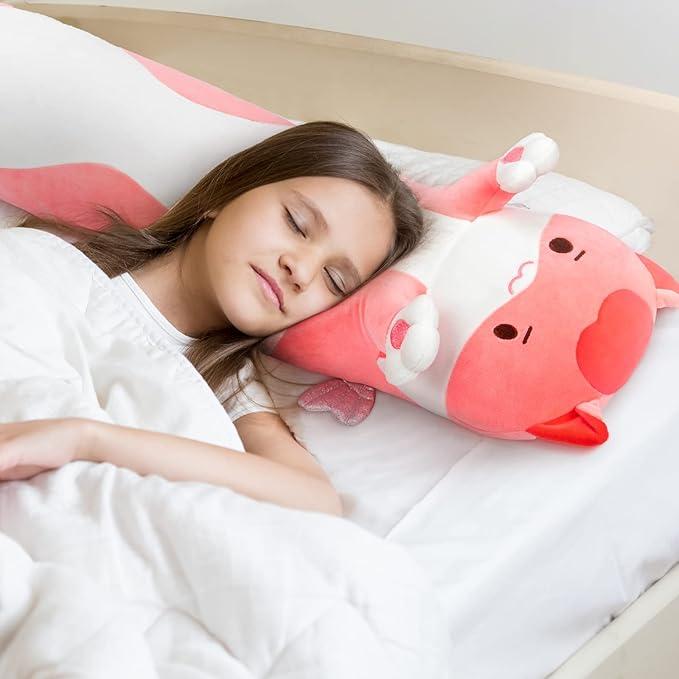 Mewaii Long Cat Plush 5 Sizes, 120% Extra Filling Giant Plushness Kids Body Pillow, Kawaii Cute Pink Cat Stuffed Animals Plushies, Big Long Body Pillow Cat Plush Gift for Girls 44”