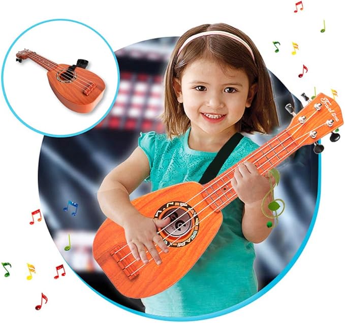 YOLOPARK 17" Kids Toy Guitar for Girls Boys, Mini Toddler Ukulele Guitar with 4 Strings Keep Tones Can Play for 3, 4, 5, 6, 7 Year Old Kids Musical Instruments Educational Toys for Beginner