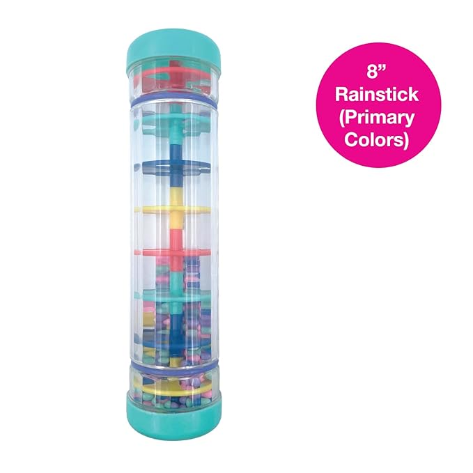 Edushape Rainstick 8 Inch - Rainmaker Toy for Babies, Sensory Tubes Musical Instrument - Rain Stick Baby Toy for Soothing Rain Sounds, Perfect Tummy Time Toys, Engaging Toddler Sensory Play
