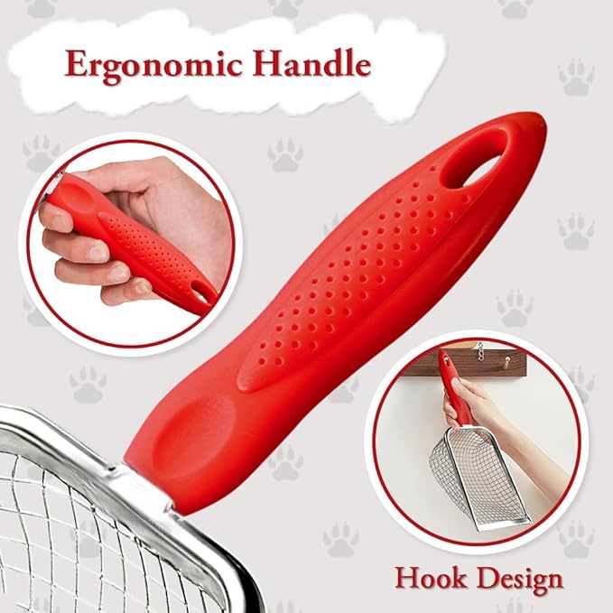 Beach Mesh Shovel, Sand Sifter Kids Filter Sand Scooper for Shells Collecting and Filter Sands, Stainless Steel Beaches Shovel for Boys and Girls,Kid Beach Toy,Gift for Children's Day(red)