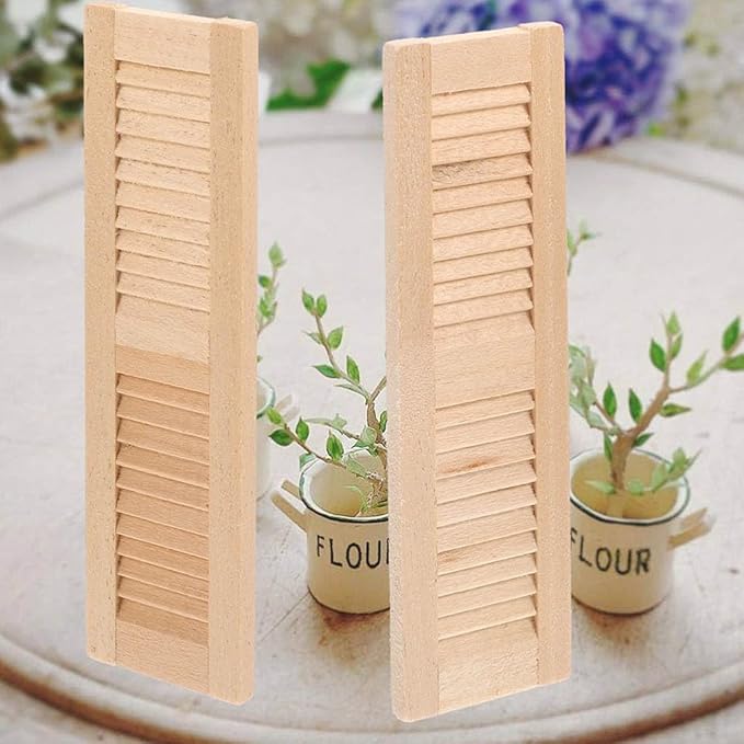 4pcs Miniature Shutters Window: 1:12 Scale Mini Window Shutter Dollhouse Window Shutter Model Tiny Shutters
