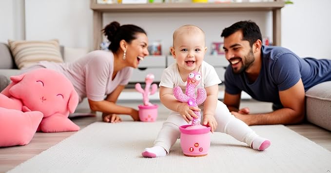 See n Say Toys for Toddlers 1-3 Talking Cactus Toy,2025 Dancing Baby Stuff Toy for 1 2 3 Year Old Boy Girl,Great Christmas Kids Gifts,Pink Infants Xmas Stocking Stuffers for Babies Items