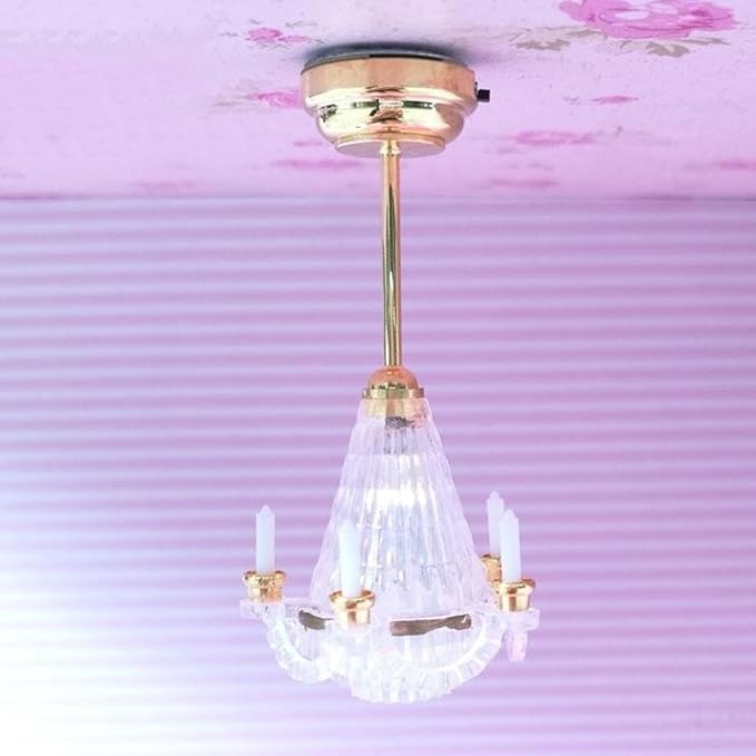 LUOZZY 3 Pcs Dollhouse Chandelier Light Ceiling Candle Chandelier Miniature Chandeliers for Dollhouse Led Chandelier